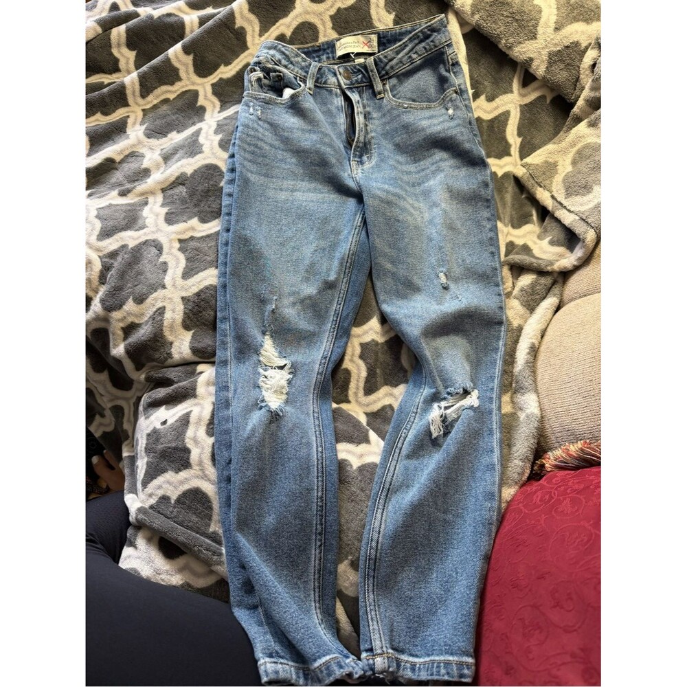 Abercrombie & Fitch Light Blue Distressed Boyfriend Jeans